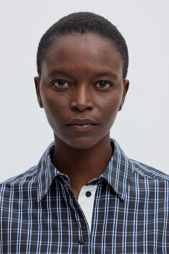 Selected Hemd Astha Cropped Boxy Peat/Checks Check