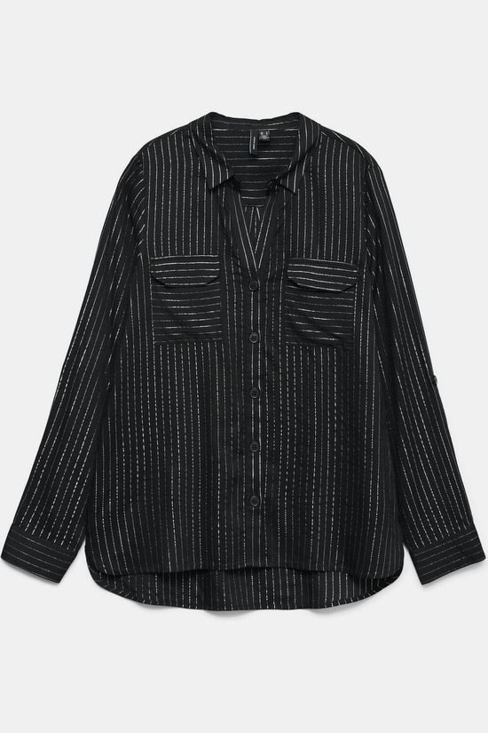 Vero Moda Hemd Bumpy Glitter Black Stripes:Silver Lurex