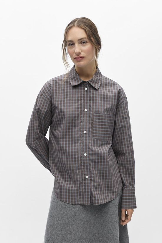 Object Chemise Zila Grey Checks:Brown/White
