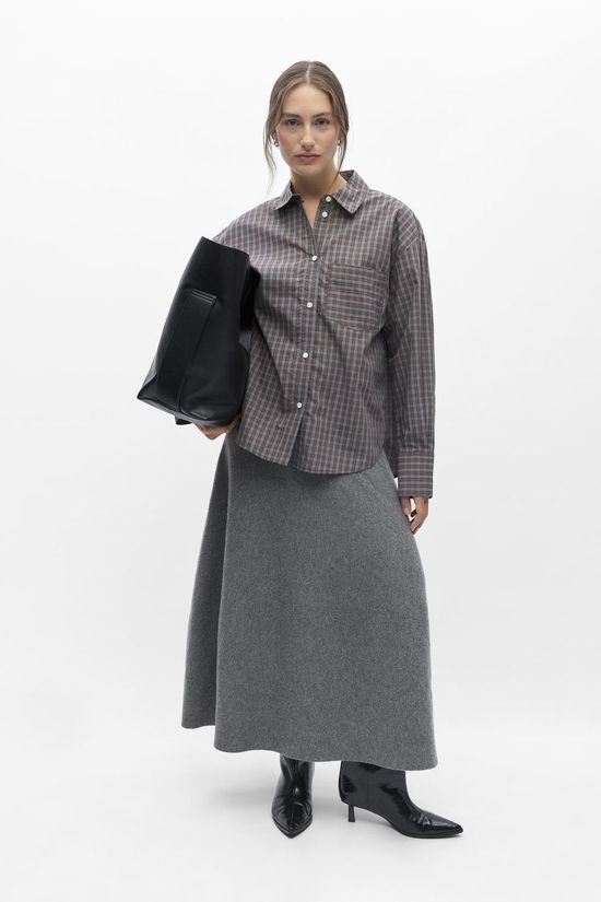 Object Chemise Zila Grey Checks:Brown/White