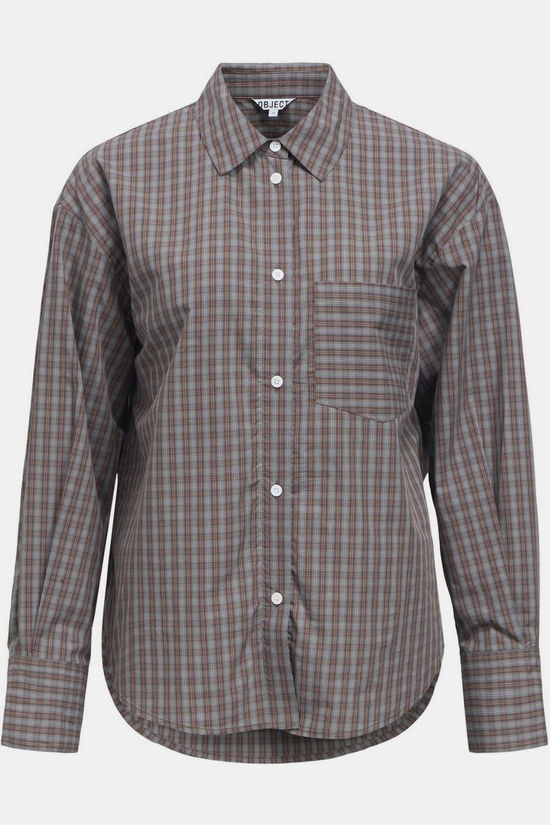 Object Chemise Zila Grey Checks:Brown/White