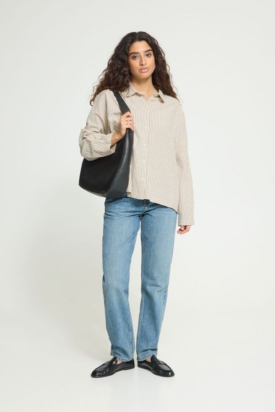 Ichi Chemise Tamanna Birch/Coffee Bean Stripe