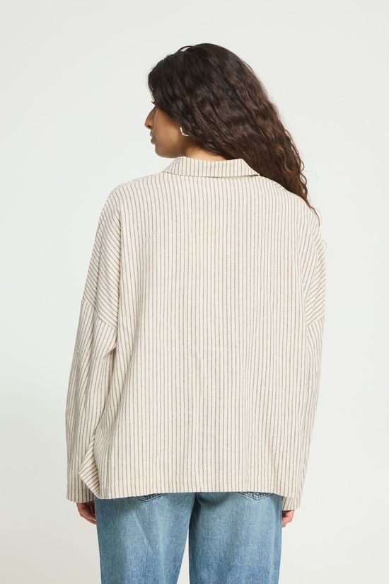 Ichi Chemise Tamanna Birch/Coffee Bean Stripe