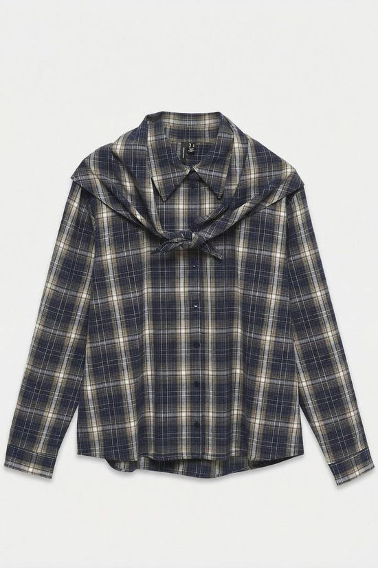 Vero Moda Hemd Tilda Navy Blazer Checks:Fossil/Snow White