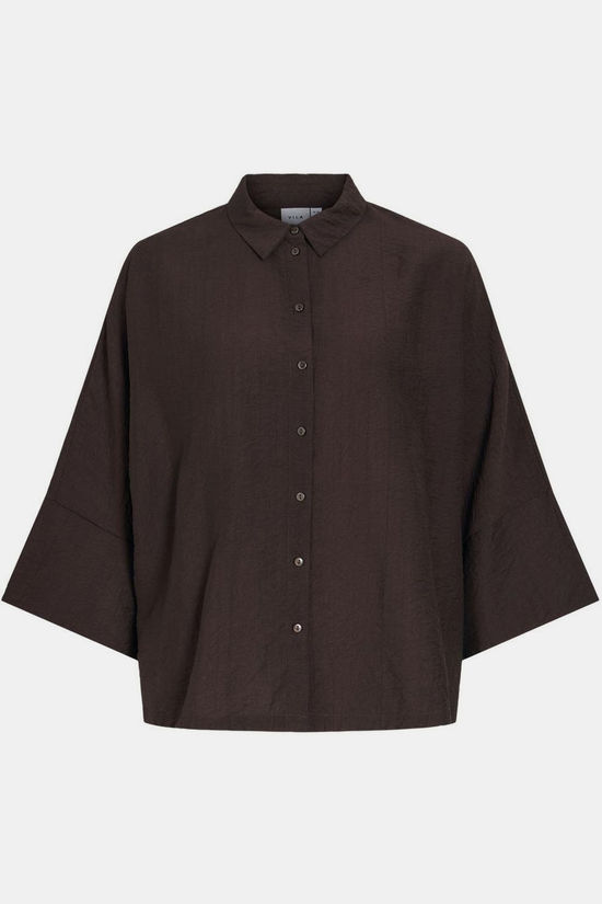 Vila Chemise Sara Back Detail Coffee Bean