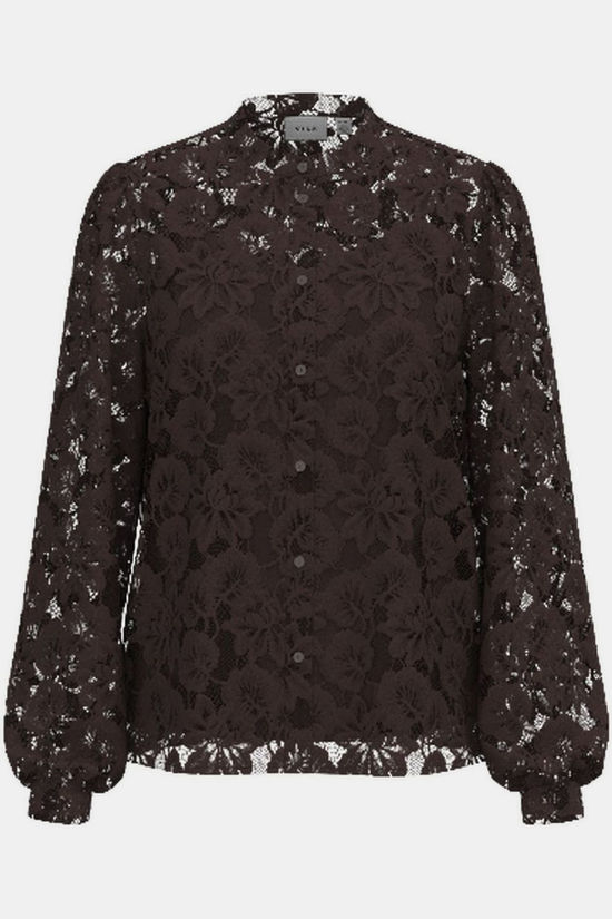 Vila Hemd Sala Lace Coffee Bean