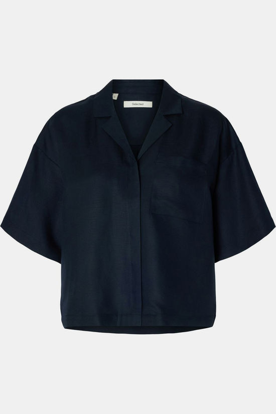 Selected Chemise Lyra Boxy Linen Dark Sapphire