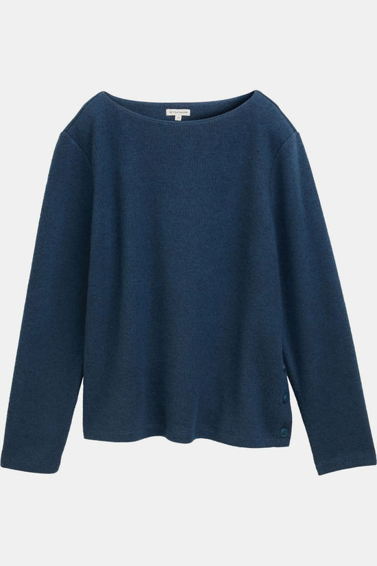 Tom Tailor Pull Sweatshirt Cosy Rib Dark Petrol Melange