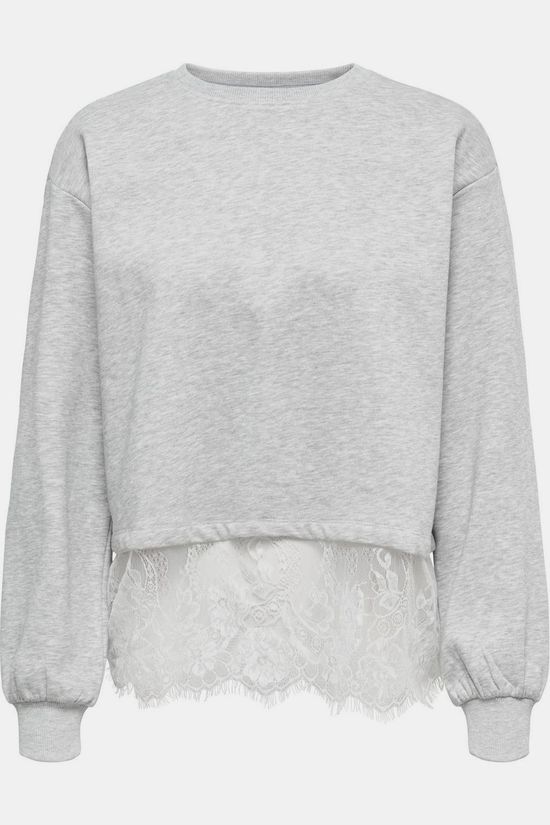 Only Pull Mimi Light Grey Melange White Lace