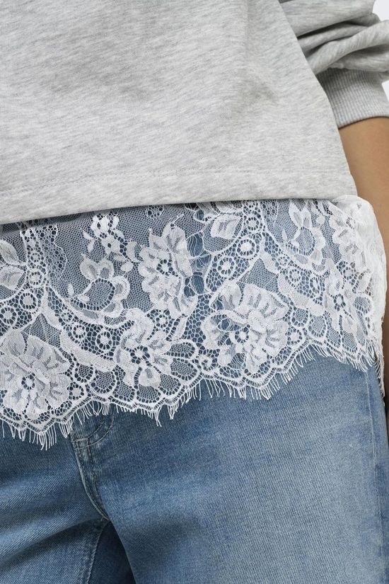 Only Pull Mimi Light Grey Melange White Lace