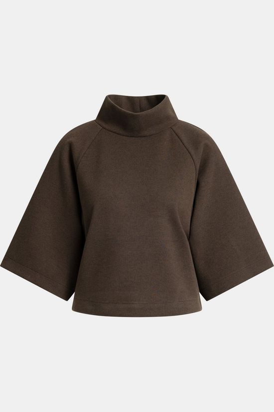 Yaya Pull Brushed Jersey Sweatshirt With Wide Sleeves Delicioso Brown