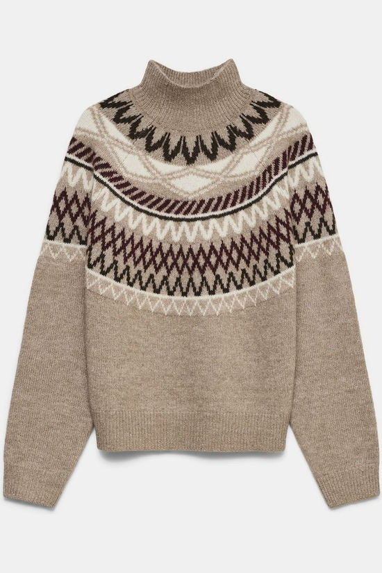Vero Moda Sous-Pull Maple Highneck Moon Rock Detail:W. Chocolate Torte + Birch + Wind