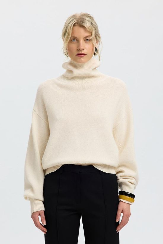 Selected Sous-Pull Slwellie Roll Neck Egret