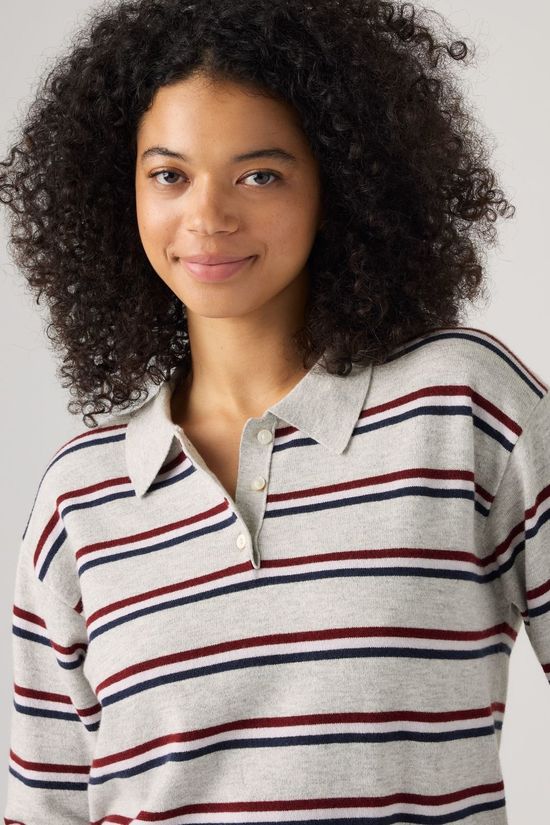 Levi's Pull Super Soft Ls Polo Jade Stripe Light Grey Heather