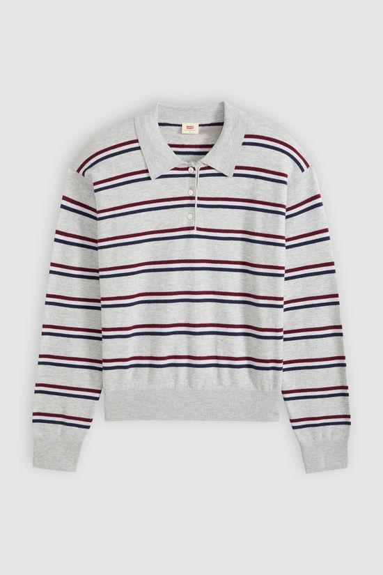 Levi's Pull Super Soft Ls Polo Jade Stripe Light Grey Heather