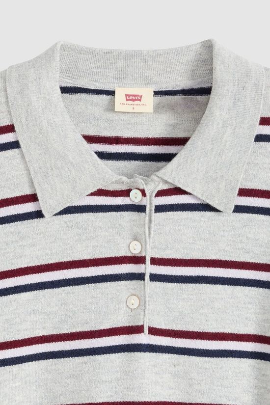 Levi's Pull Super Soft Ls Polo Jade Stripe Light Grey Heather
