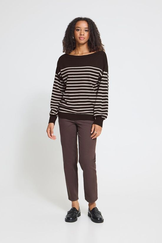Ichi Trui Luls Boat Neck Ch Torte Oatmeal Stripe