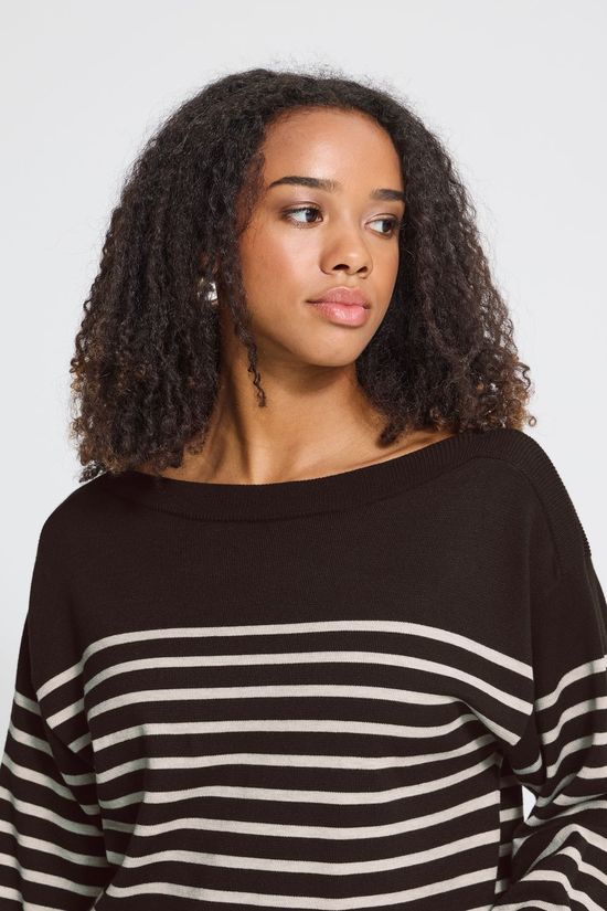 Ichi Trui Luls Boat Neck Ch Torte Oatmeal Stripe