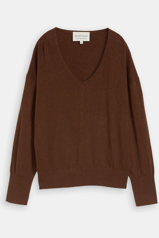 Tom Tailor Pull Cashmere Blend Mid Camel Melange