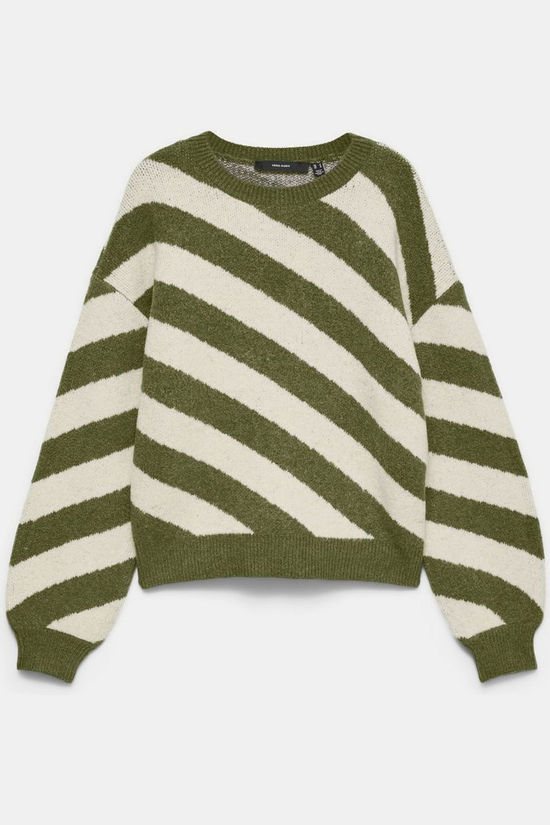 Vero Moda Pull Lara Rep Sphagnum Stripes:W. Birch