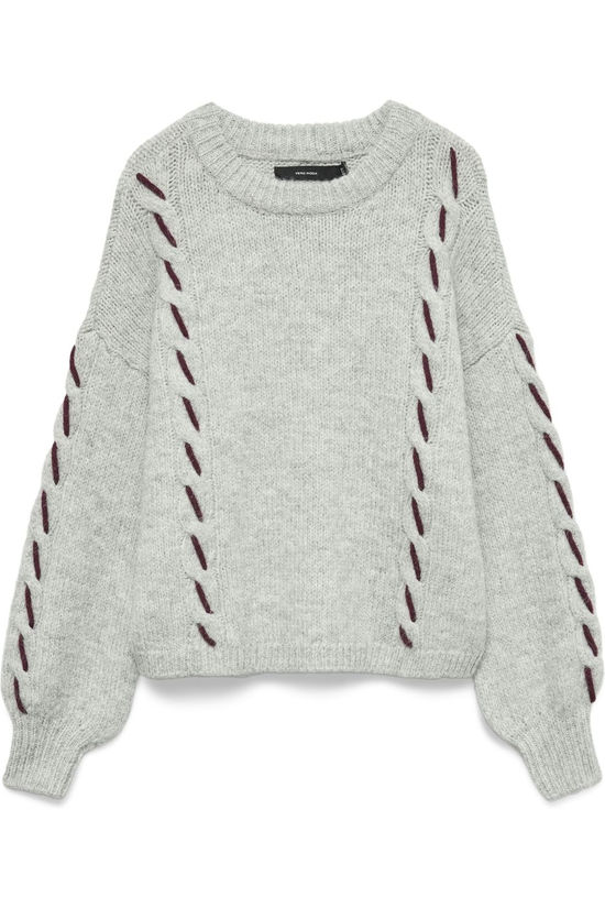 Vero Moda Trui Ilina Handstitch Light Grey Melange Detail:W. Winetasting