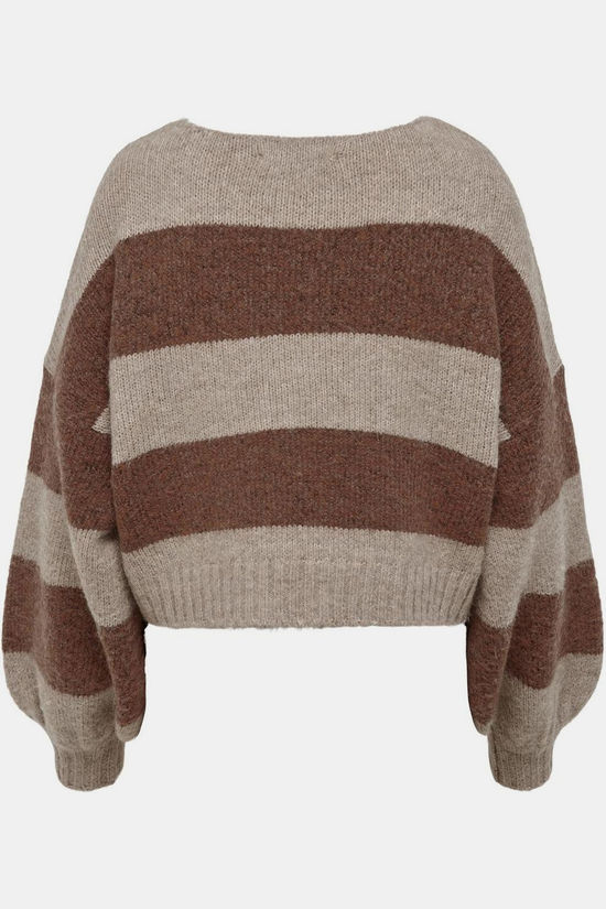 Only Pull Aya Life Boatneck Pumice Stone Stripes:W. Coffee Quartz