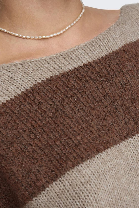 Only Pull Aya Life Boatneck Pumice Stone Stripes:W. Coffee Quartz