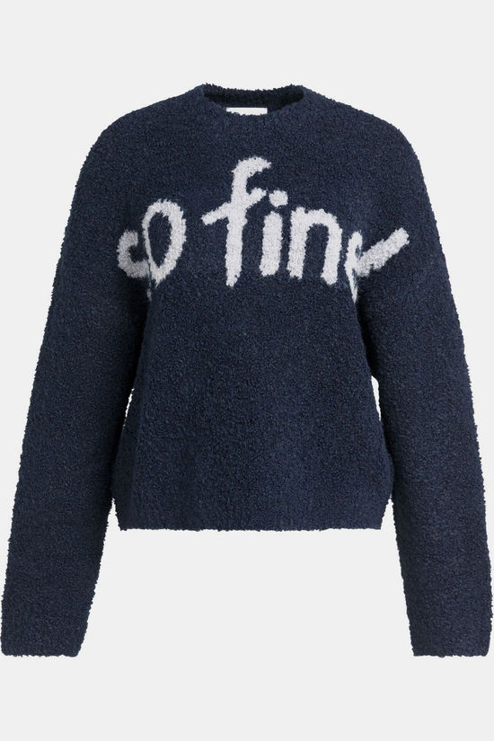 Yaya Pull Knitted Sweater With Artwork Cat Black Dessin
