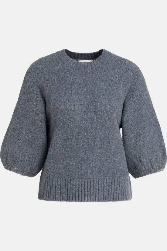 Yaya Pull Sweater With Textured Sleeves Arctic Seal Grey Melange