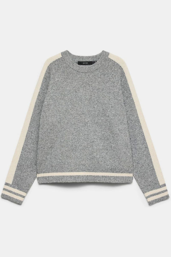 Vero Moda Pull Bang Contrast Medium Grey Melange Detail:Birch Contrast