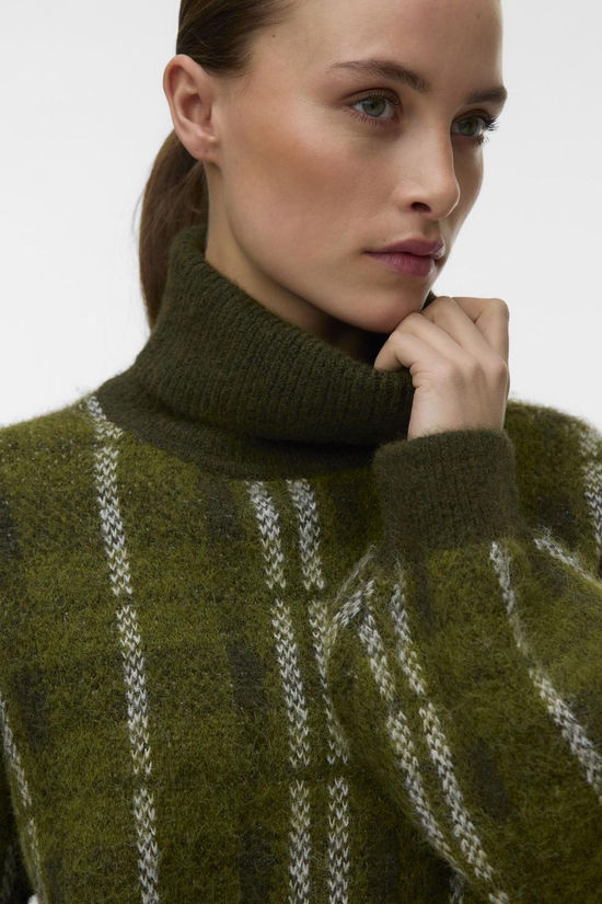 Vero Moda Pull Toby Highneck Forest Night Detail:W. Birch/Sphagnum