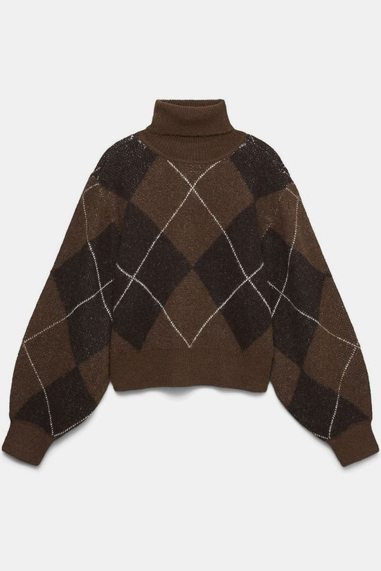 Vero Moda Pull Darla Rollneck Cocoa Brown Detail:W. Chocolate Torte And Birch