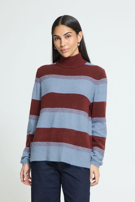 Ichi Pull Edeen4 Madder Brown Stripe
