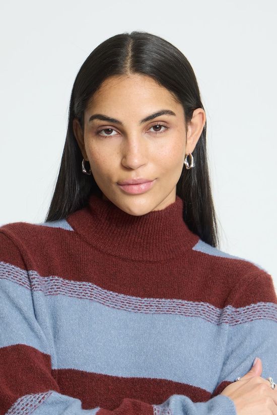 Ichi Pull Edeen4 Madder Brown Stripe