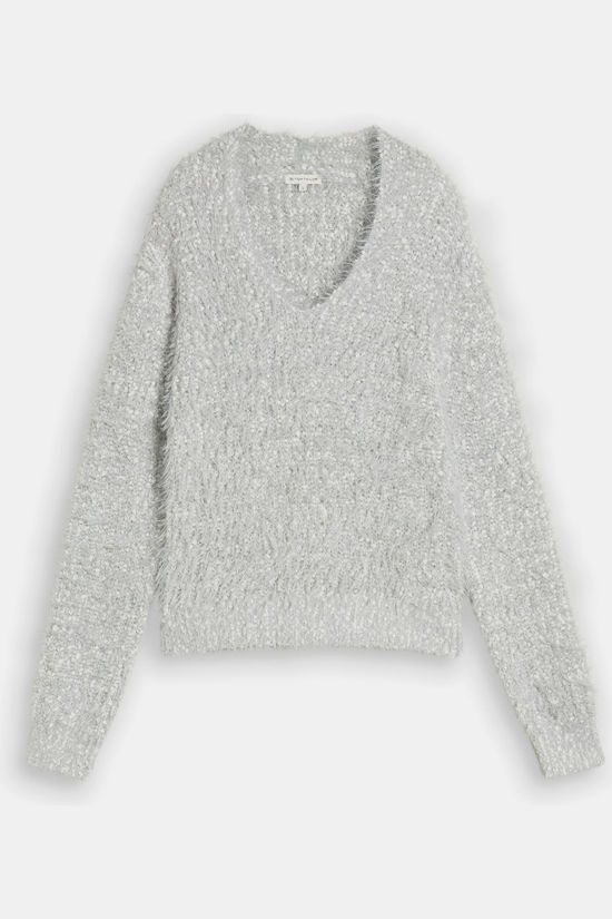 Tom Tailor Pull Featheryarn Light Grey Knit Structure