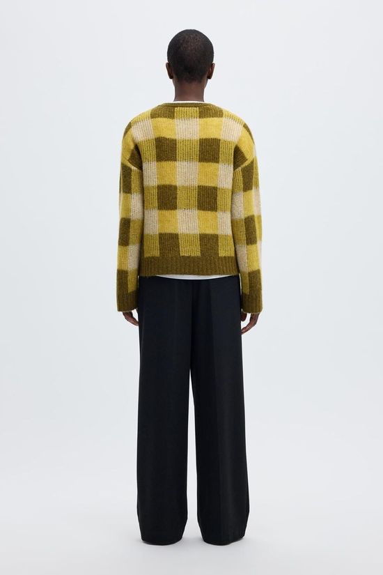 Selected Pull Slwlulu Loose Check Avocado Oil Checks:Fir Green And Birch