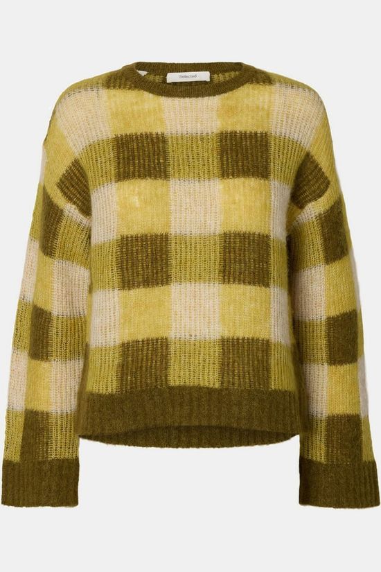 Selected Pull Slwlulu Loose Check Avocado Oil Checks:Fir Green And Birch