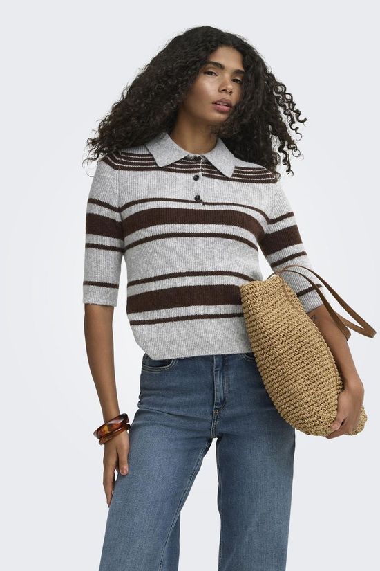 Only Pull Louisia Light Grey Melange Stripes:Coffee Bean/Mel/Horn Bu