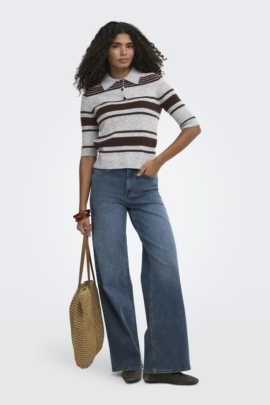 Only Pull Louisia Light Grey Melange Stripes:Coffee Bean/Mel/Horn Bu