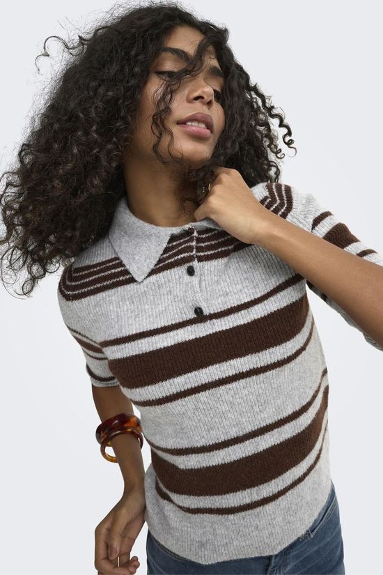 Only Pull Louisia Light Grey Melange Stripes:Coffee Bean/Mel/Horn Bu