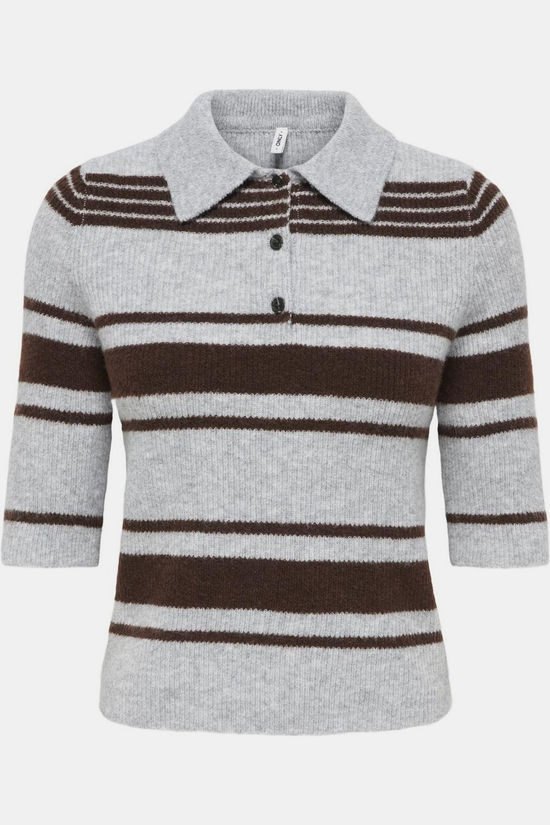Only Pull Louisia Light Grey Melange Stripes:Coffee Bean/Mel/Horn Bu