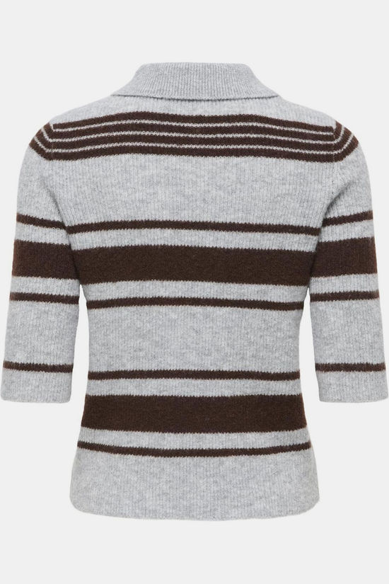 Only Pull Louisia Light Grey Melange Stripes:Coffee Bean/Mel/Horn Bu
