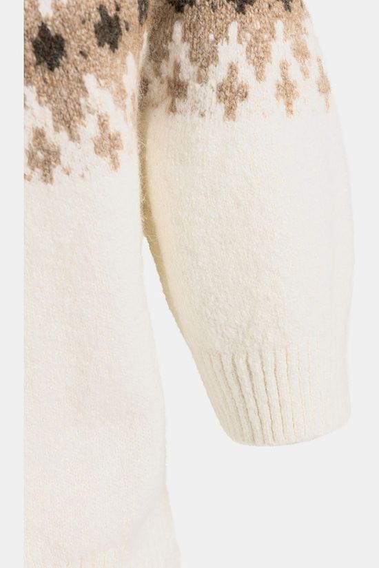 Yaya Trui Sweater With Nordic Jacquard Print Dark Beige Melange
