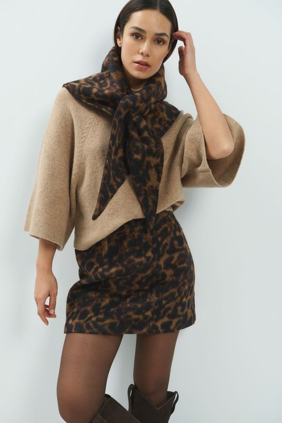 Yaya Trui High Neckline Wide Sleeve Sweater Dark Beige Melange