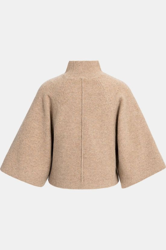Yaya Trui High Neckline Wide Sleeve Sweater Dark Beige Melange