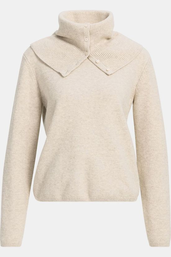 Yaya Trui Sweater With Scarf With Buttons Light Beige Melange