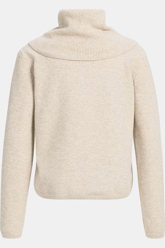 Yaya Trui Sweater With Scarf With Buttons Light Beige Melange