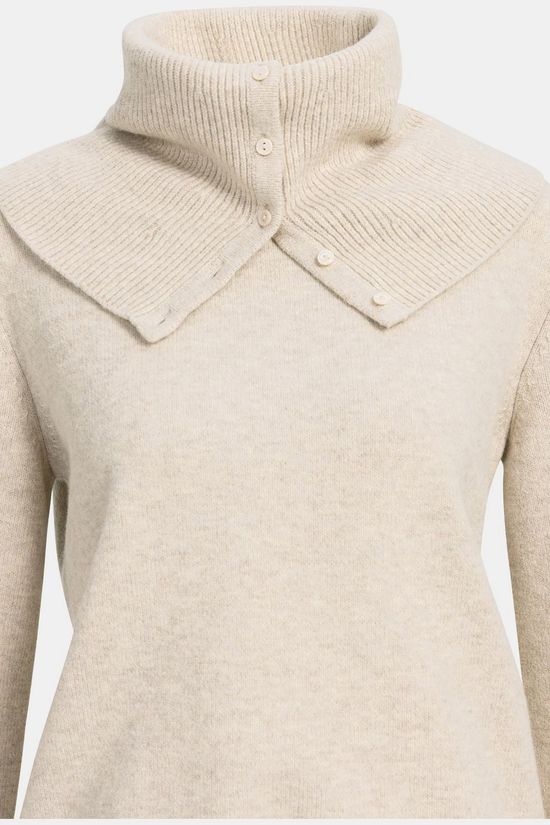 Yaya Trui Sweater With Scarf With Buttons Light Beige Melange