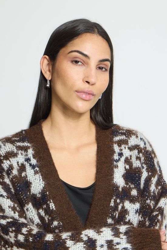 Ichi Cardigan Bayana Ca Coffee Bean Spotted