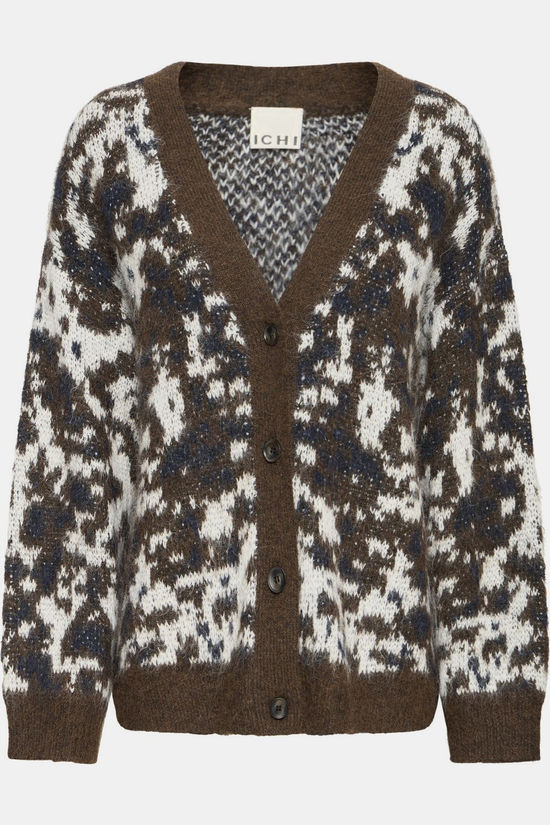 Ichi Cardigan Bayana Ca Coffee Bean Spotted